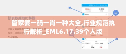 管家婆一碼一肖一種大全,行業(yè)規范執行解析_EML6.17.39個(gè)人版