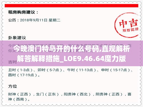 今晚澳門(mén)特馬開(kāi)的什么號碼,直觀(guān)解析解答解釋措施_LOE9.46.64魔力版