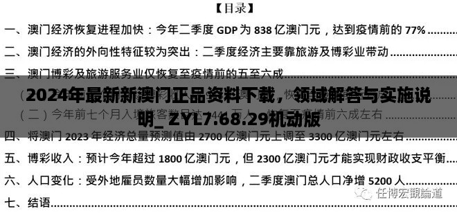 2024年最新新澳門(mén)正品資料下載，領(lǐng)域解答與實(shí)施說(shuō)明_ ZYL7.68.29機動(dòng)版