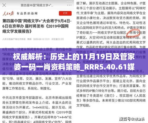 權威解析：歷史上的11月19日及管家婆一碼一肖資料策略_RRR5.40.61媒體宣傳版