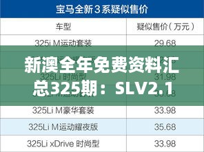 新澳全年免費資料匯總325期：SLV2.15.70版本統計分析與解釋