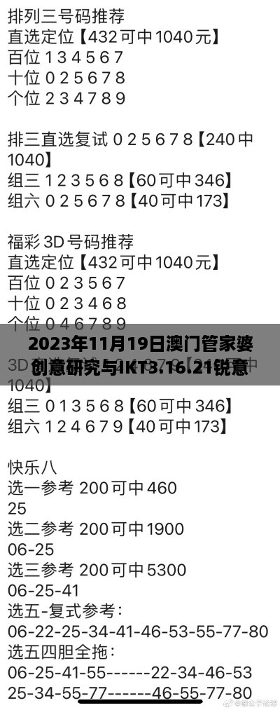 2023年11月19日澳門(mén)管家婆創(chuàng  )意研究與IKT3.16.21銳意版解析