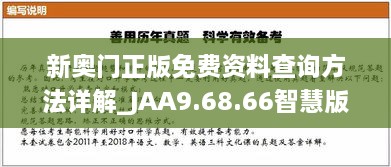 新奧門(mén)正版免費資料查詢(xún)方法詳解_JAA9.68.66智慧版