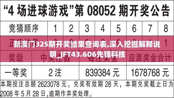 新澳門(mén)325期開(kāi)獎結果查詢(xún)表,深入挖掘解釋說(shuō)明_JFT43.606先鋒科技