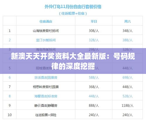 新澳天天開(kāi)獎資料大全最新版：號碼規律的深度挖掘