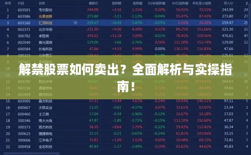 解禁股票如何賣(mài)出？全面解析與實(shí)操指南！