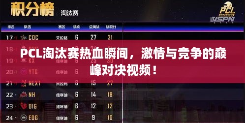 PCL淘汰賽熱血瞬間，激情與競爭的巔峰對決視頻！