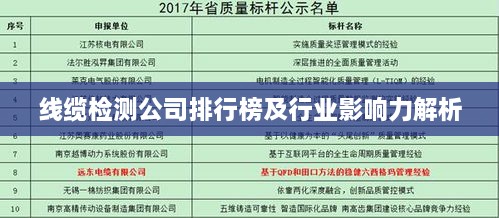 線(xiàn)纜檢測公司排行榜及行業(yè)影響力解析