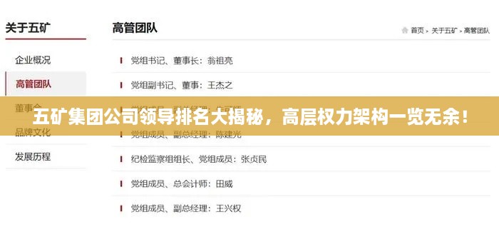 五礦集團公司領(lǐng)導排名大揭秘，高層權力架構一覽無(wú)余！