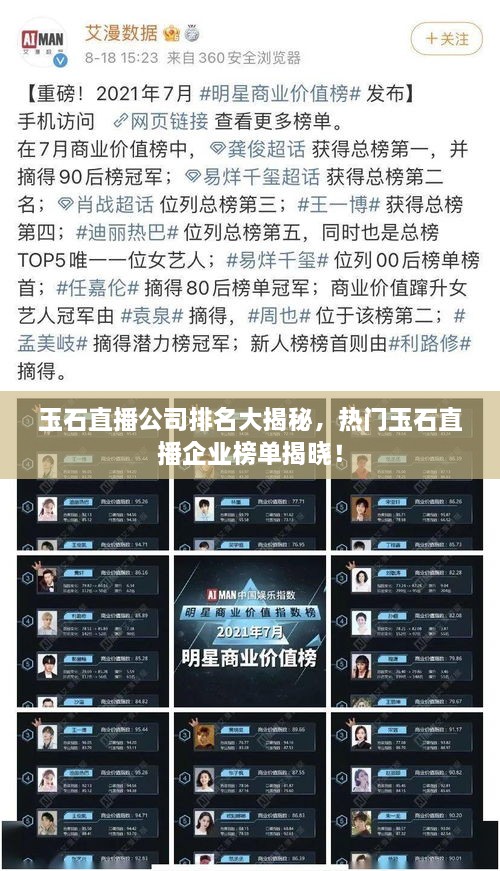 玉石直播公司排名大揭秘，熱門(mén)玉石直播企業(yè)榜單揭曉！