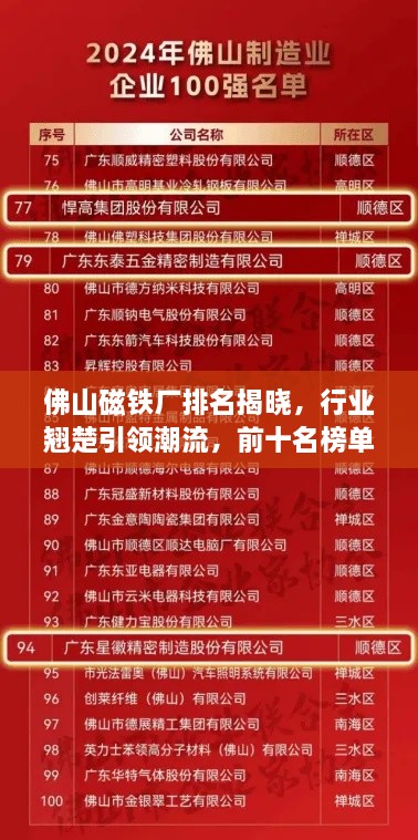 佛山磁鐵廠(chǎng)排名揭曉，行業(yè)翹楚引領(lǐng)潮流，前十名榜單全解析