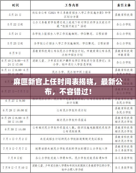 麻匪新官上任時(shí)間表揭曉，最新公布，不容錯過(guò)！
