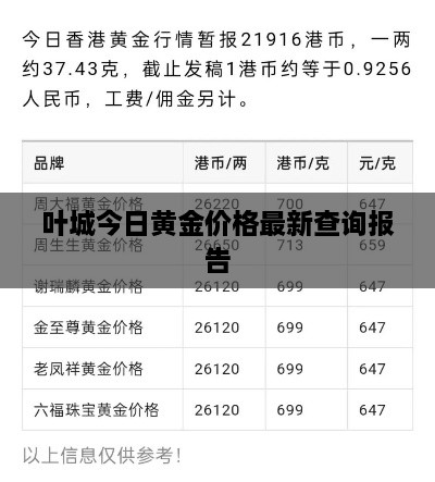 葉城今日黃金價(jià)格最新查詢(xún)報告