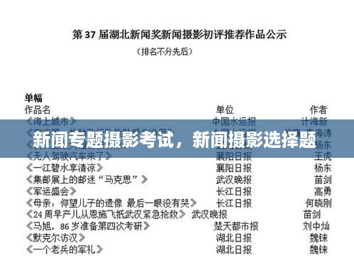 新聞專(zhuān)題攝影考試，新聞攝影選擇題 