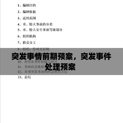突發(fā)事情前期預案，突發(fā)事件處理預案 
