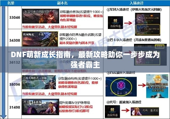DNF萌新成長(cháng)指南，最新攻略助你一步步成為強者霸主